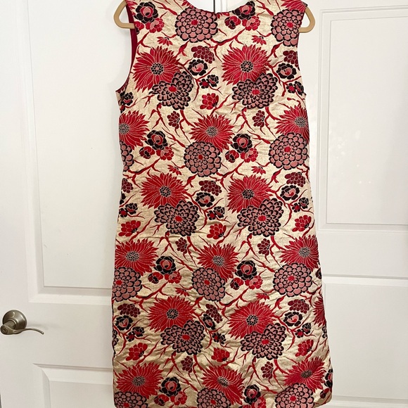 Vintage 1960s Silk Brocade Metallic Macy’s Jacquard Union Made Dress - Picture 2 of 7